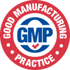 Magenta seal reading GMP good manufacturing practice certified